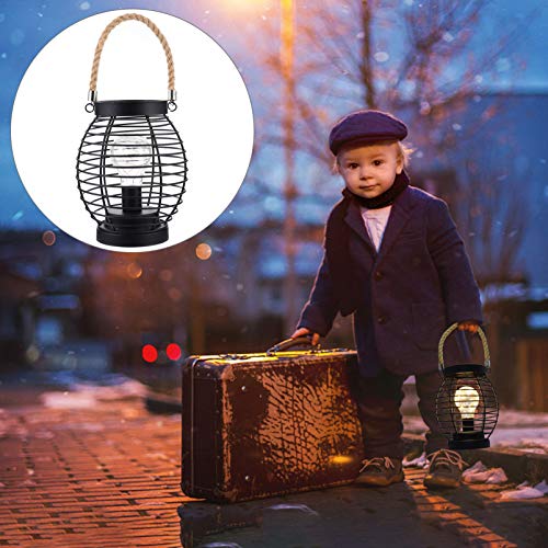 Lurrose Lanterna Estilo Gaiola Luz Led Luz Operada por Bateria Abajur de Noite Vintage Com Corda de