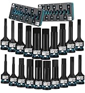 LIBRATON Impact Hex Bit Socket Set, 1/2" Dr, S2 Steel, Metric &amp; SAE 20PCS (H5-H19 &amp; 1/4"-3/4") Hi...