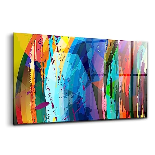 Peinture décoration murale abstrait Wallfluent 140x70cm en verre d'art pour intérieur moderne