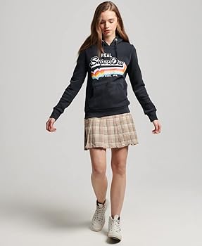 Sweat à Capuche Superdry Femme - Taille 14 - Bleu Marine - Fermeture éclair Intégrale - Occasion