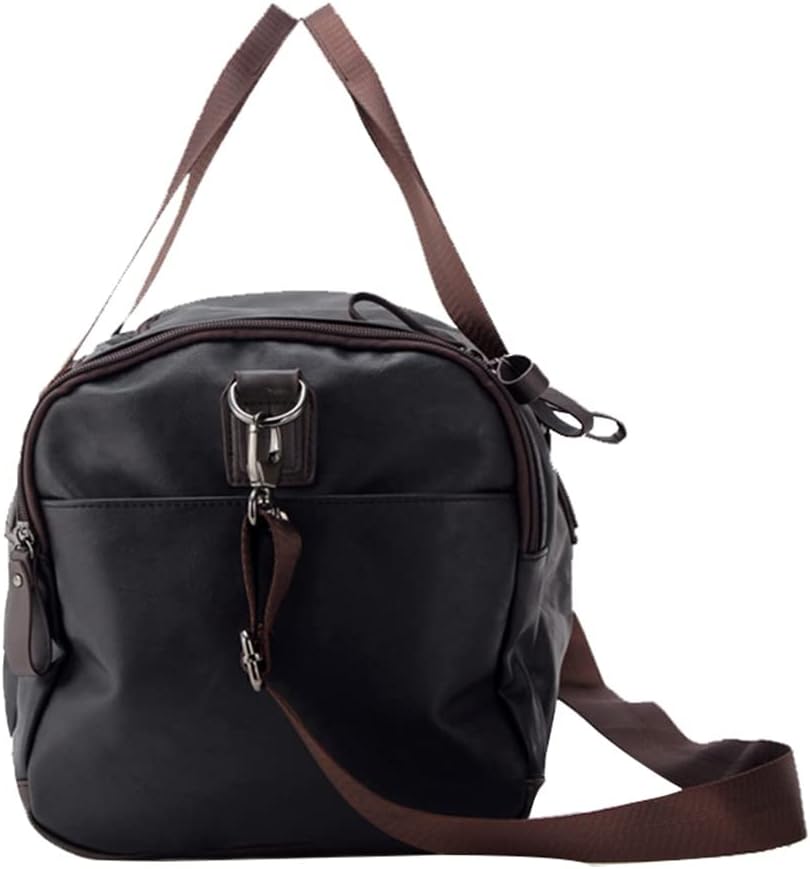Men's Large PU Leather Sports Gym Bag Fitness Yoga Bag Luggage Bag Handbag Travel Tote Men's Outdoor Shoulder Bag(D)