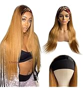 Ubetta Ombre Headband Human Hair Wigs Scarf Straight Human Hair Glueless None Lace Front Wigs Omb...