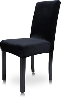 Juego de 4 fundas modernas de terciopelo elástico para sillas de boda, fiestas, comedor, decoración del hogar, color negro