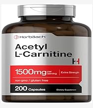 كبسولات ال-كارنيتين 1500 ملجم من 200 قطعة، مكمل غذائي الكار فائق القوة لتعزيز الطاقة والتركيز غير معدل وراثيًا وخالٍ من الجلوتين من اسيتيل