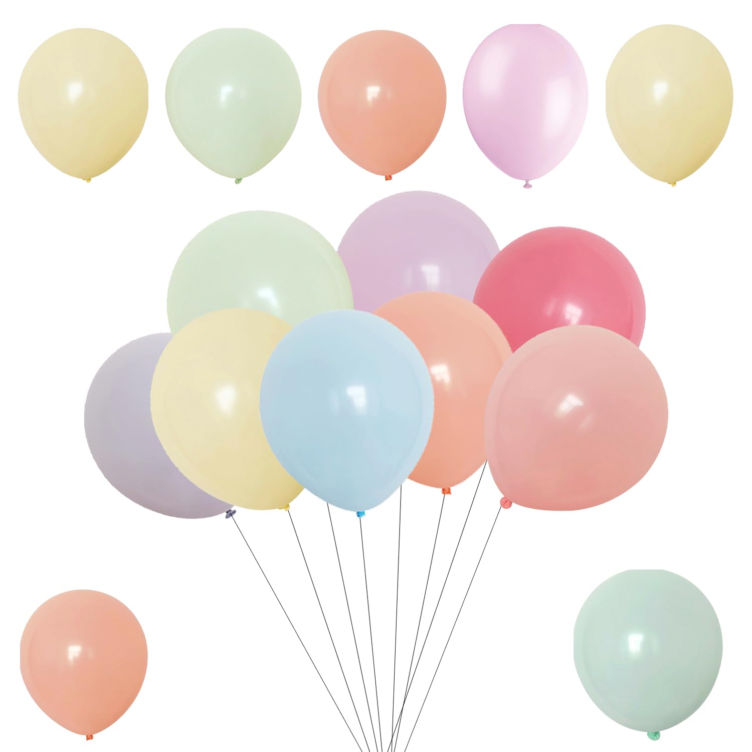 WedDecor 100pcs Assorted Macaron Balloons, 10 Inch Helium Grade Party Balloons for Kids Party Anniversary, Wedding Decoration Event Supplies Accessories — image 1