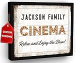 Pretty Perfect Studio Custom Cinema Movie Sign for Home Theater, Family Movie Night Media Game Room