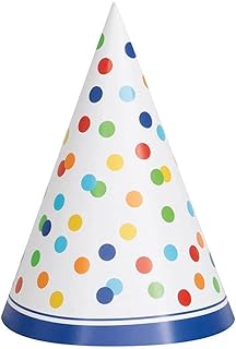 Vibrant Rainbow Polka Dots Party Hats (Pack of 8) - Premium Quality & Eye-Catching Design - Perfect for Celebrations - Buy now