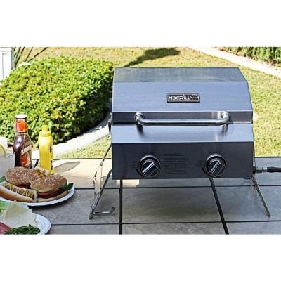 2-Burner Portable Quick And Easy Assembly Propane Gas Table Top Grill In Stainless Steel #TOP4