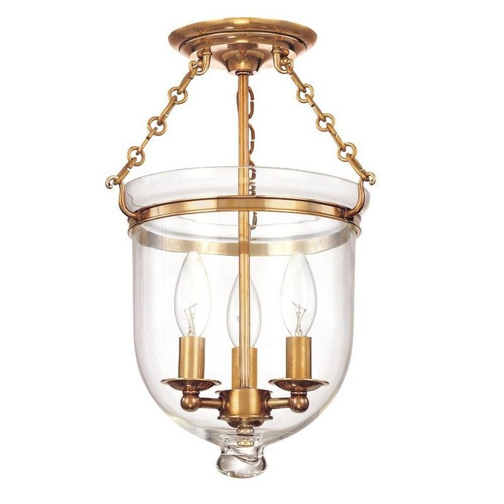 Hudson Valley 251-AGB-C1 Traditional Three Light Semi Flush Mount from Hampton