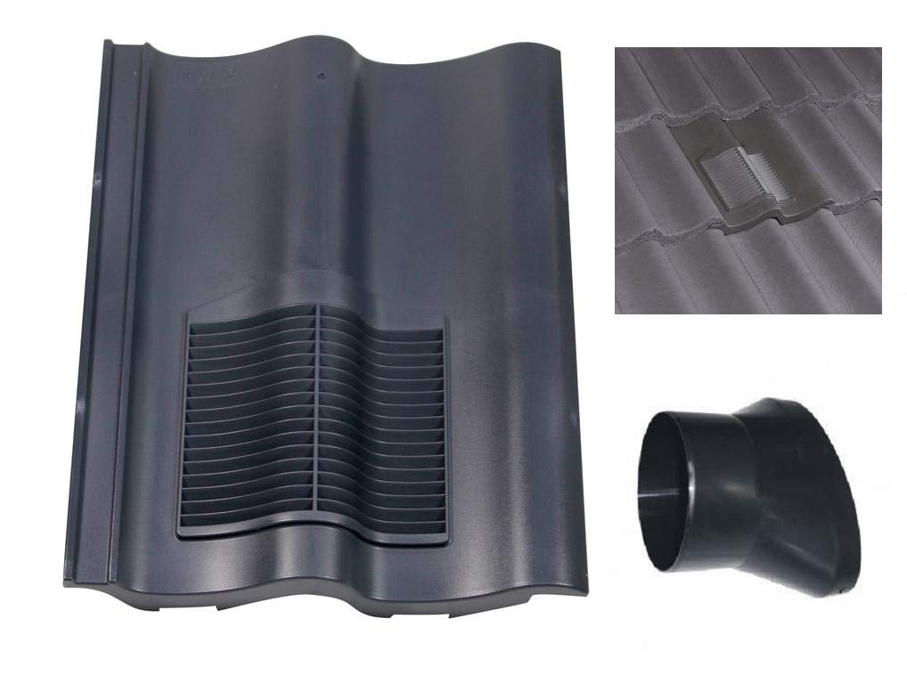 Klober Profile-Line® Double Pantile Roof Tile Vent with 100mm Pipe Adaptor (Grey)