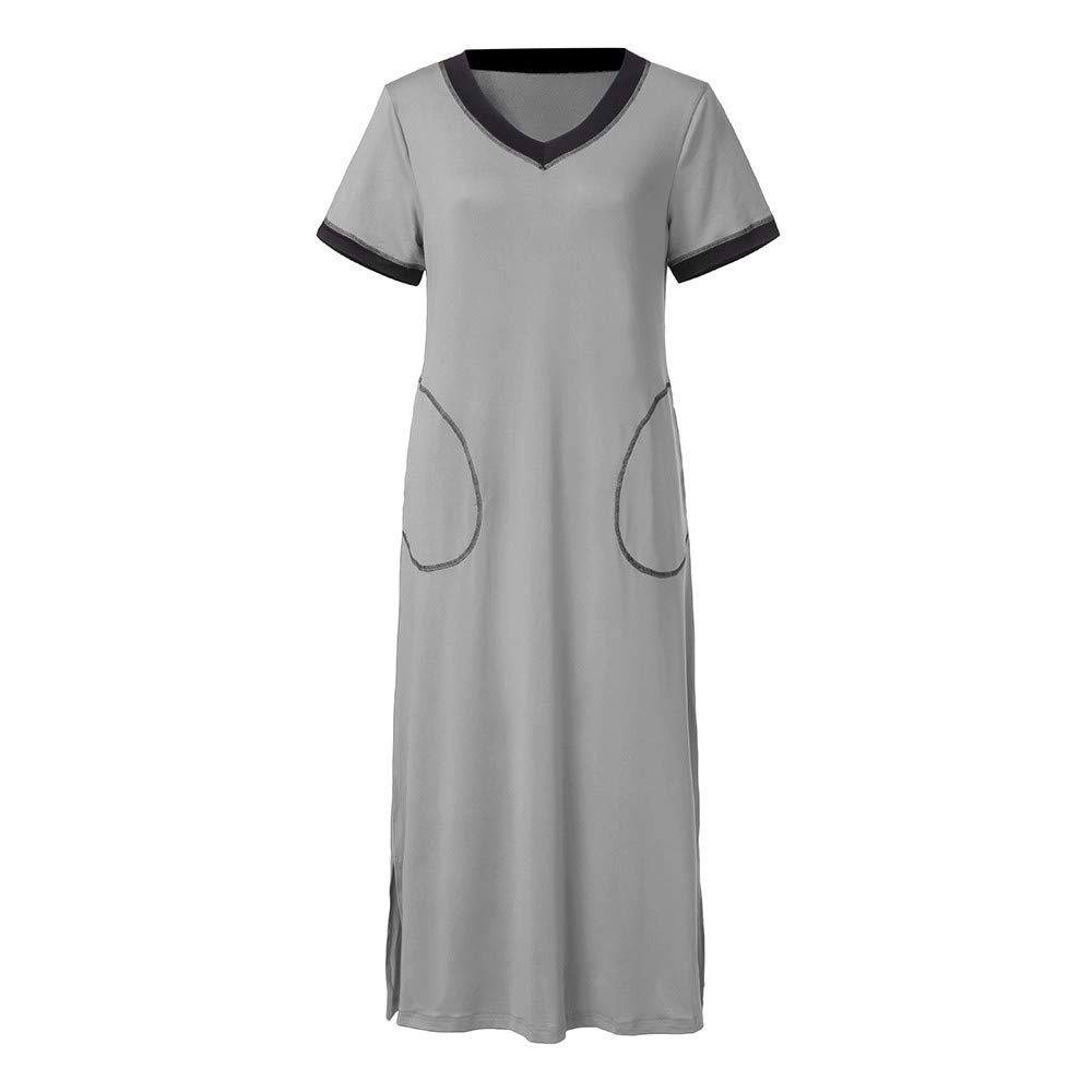 Women's Nightgown Modal Short Sleeve Sleepwear V Neck Soft