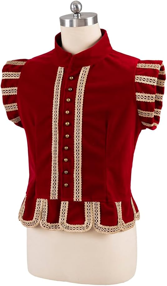 CosplayDiy Mens Tudor Vest Victorian Suit Vest Medieval Gothic Waistcoat Tudor Costume - Image 3