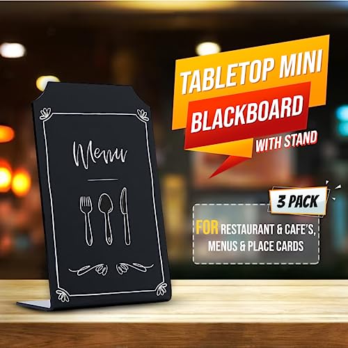 Small Chalkboard Sign Standing | Acrylic Board | Size 4 X 6 Chalk And Liquid Chalk Markers - Tabletop Mini Blackboard With Stand For Restaurant & Cafes, Menus & Place Cards, (Advanced Group Corp.) #TOP3