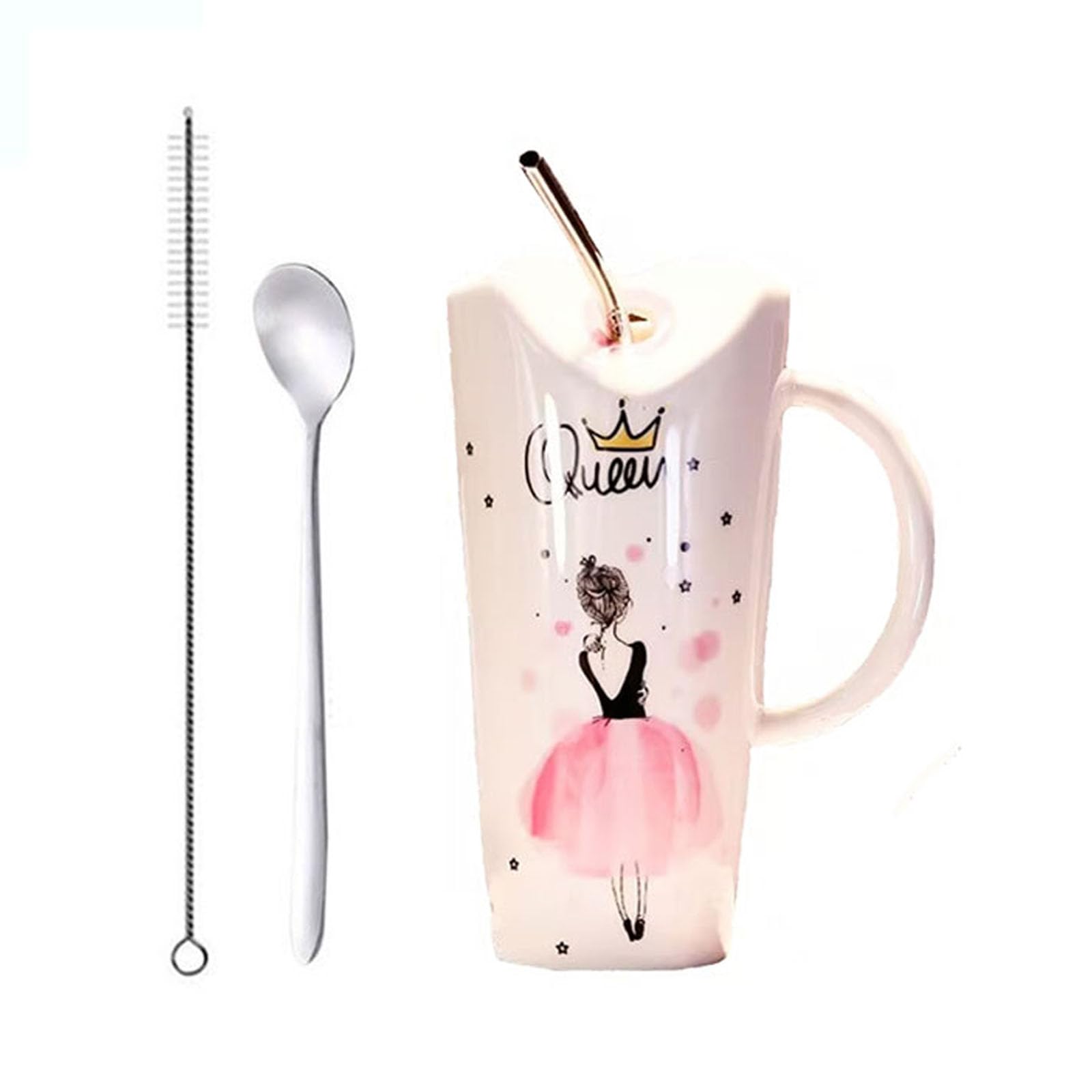 Becher mädchen Tasse Geschenk Frau, Kaffeebecher Frühstückstasse Groß, Selbstbewusste Königin, Gut als Geschenk für Ihre Freundin oder Frau, Keramisch, 600ml (B)