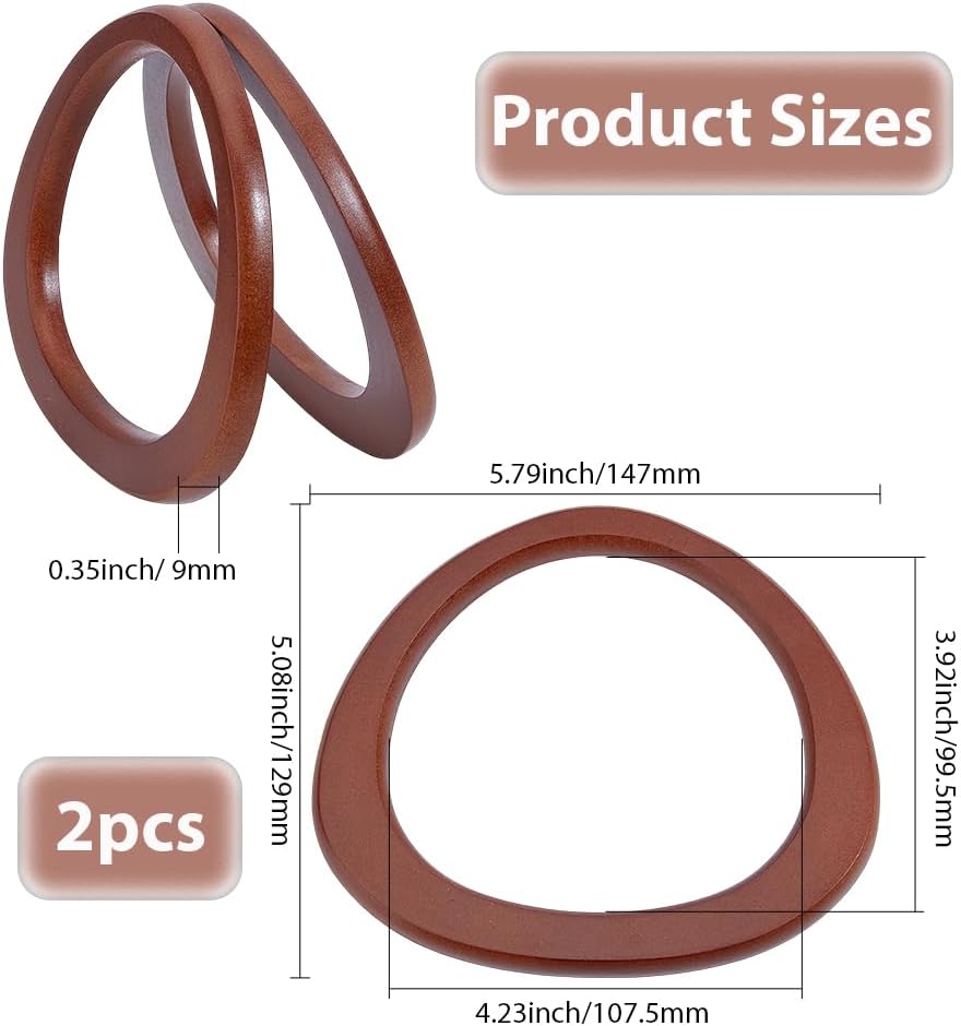 Beebeecraft 2Pcs Imitation Wooden Bag Handles 5.8in Purse Replacement Handle for Macrame Purse Crocheted Craft