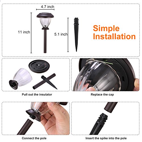 Sunwind Solar Pathway Lights Outdoor Waterproof Glass Landscape Lights 6-Pack Warm White Led For Garden,Path,Patio Yard,Walkway And Driveway (Bronze Metal) #TOP6