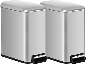 BestOffice Bathroom Trash Can with Lid, 1.3 Gallon Step Pedal Small Trash Can, Stainless Steel Trash Bin for Bathroom, Bedroom, Kitchen, Office (5L)