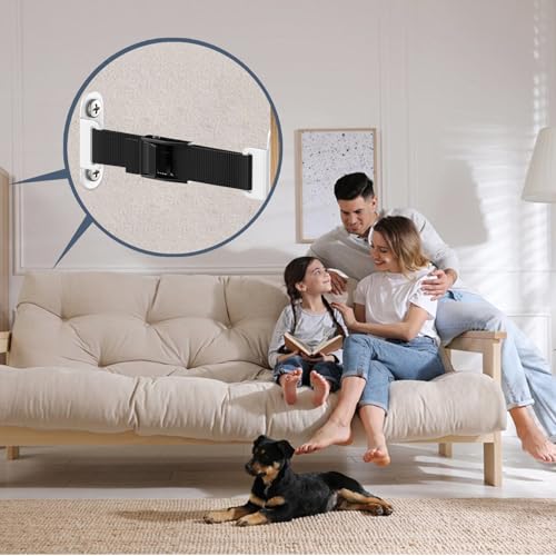 Furniture Anchors(2 Sets)for Baby Proofing Removable Anti Tip Furniture Anchors Adjustable Furniture Wall Anchor Earthquake Straps for Furniture for Child & Pet Protection (White)