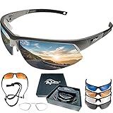 BIGWAVE Pro-Active 905 Grau – Superentspiegelte Premium UV 400 Sportbrille mit 4 Wechselgläsern–Radsportbrille mit schmutzabweisender Clean-Coat Beschichtung für Damen und Herren