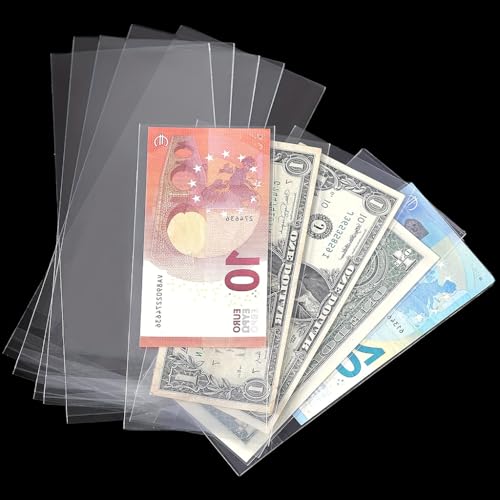 Image of Zibuyu Cash Box with 100 Clear Note Sleeves for Currency Album Storage