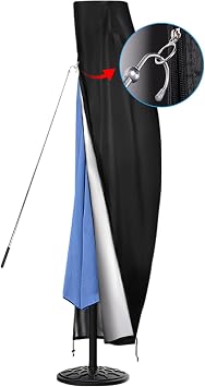 Offset Patio Umbrella Cover,420D Waterproof Umbrella Outdoor Patio Cover,fits Cantilever Offset Umbrella 11FT To 13FT,Cantilever Umbrella Cover with Top Vent,Dust,Anti-UV,Hem Drawstring Design, Black