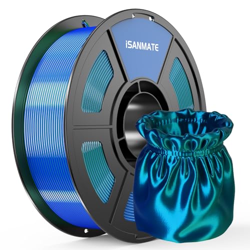 Image of iSANMATE Silk PLA Filament 1.75mm, 3D Printer Filament 1KG Spool,Blue Green