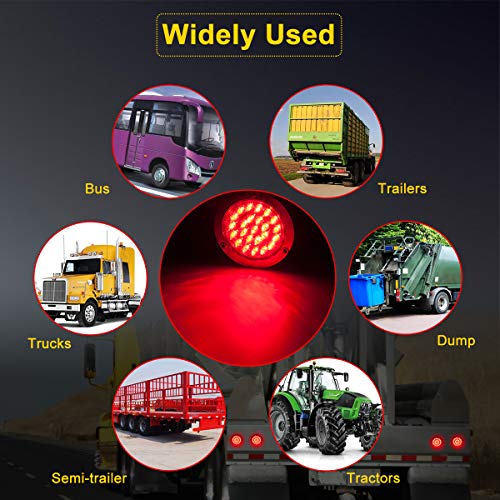 LIMICAR Round LED Tail Light, 4 Inch LED Trailer Lights, Brake Stop Turn Signal Running Trailer Brake Lights w/Chrome Bezels for Truck Trailer RV Jeep UTE UTV