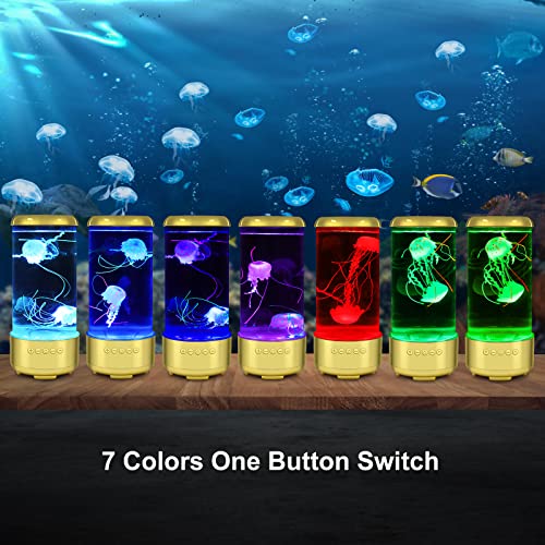 Niufan Jellyfish Lamp With 5.0 Bluetooth White Noise Sound, 7 Color & 5 Brightness Adjustment Fantasy Jellyfish Aquarium, Home Office Relaxing Decorate,Lava Lamps For Adults And Kids(Gold) #TOP3