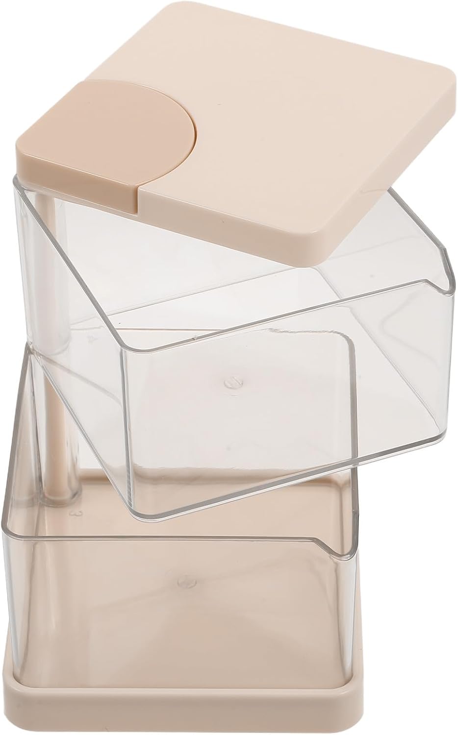 Zerodeko Portable Makeup Organizer 2 Layer Rotating Storage Case with Dustproof Lid for Hair Accessories and Jewelry, Multipurpose Plastic Desktop Holder for Makeup Sponge and Small Items