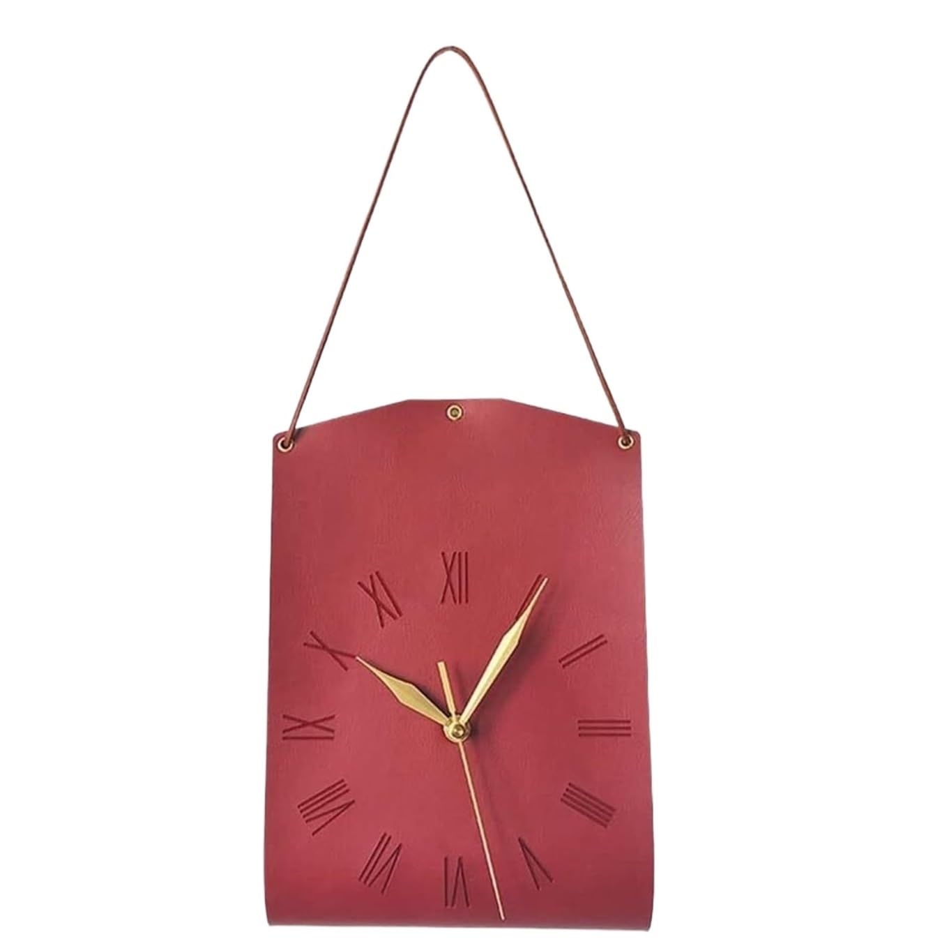 AZHKJKZH Wall Mounted Clock Bag-Shaped Creative Wall Clock Modern Art Silent Leather Personality Ornament For Living Room(Rosso,20 * 46.5cm)