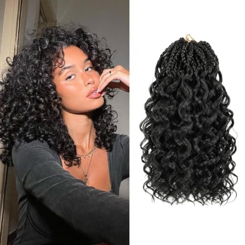 XSASLYET Pre Looped GoGo Curl Crochet Hair for Black Women 10Inch 4Packs 1B