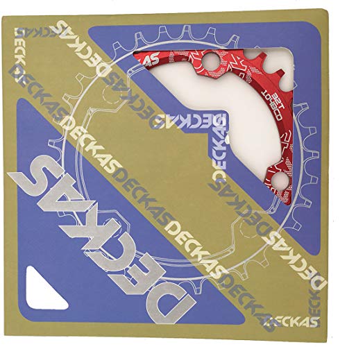 DECKAS Round Oval 104BCD 30T 32T 34T 36T 38T Narrow Wide Chainring Single Chainring for 6/7/8/9/10/11/12-Speed (Round Red, 30T)