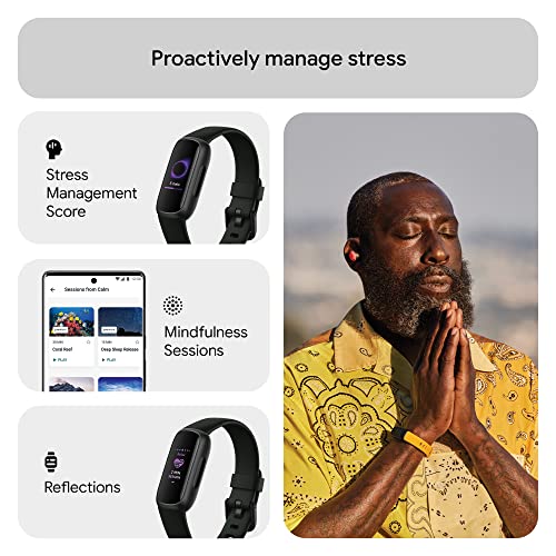 Google Fitbit Inspire 3 Health and Fitness Tracker with Stress Management, Workout Intensity, Sleep Tracking, 24/7 Heart Rate and More, Midnight Zen/black, One Size (S and L Bands Included) by Fitbit - Image 4