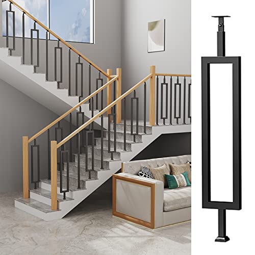 Black Metal Stair Railing Spindles - DIY Railing System Balusters for Deck, Front Porch, Steps, Garden, Outdoor Staircase Makeover