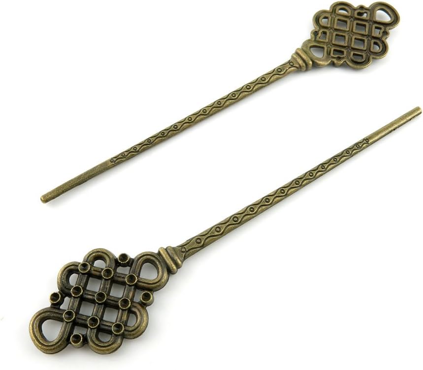 10 Pieces Jewelry Making Charms Findings Antique Bronze Brass Fashion Jewellery Wholesale Supplies Pendant Lots Bulk Supply U5OT7 Knot Hairpin Head Pins