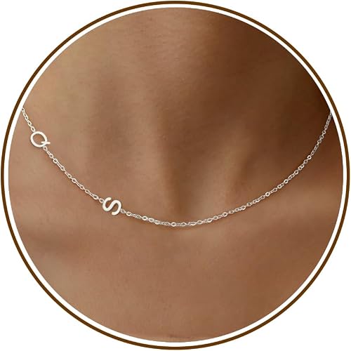 DONYUDE Q Initial Necklace Simple Sideways Choker Necklace for Women with Initia