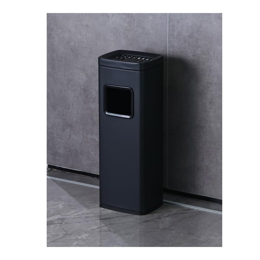 Stainless Steel Trash Can with Ashtray for Hotel Lobby & Elevator - Sleek Silver Design, Space-Saving Small Size, Durable Waste Bin for Public Areas