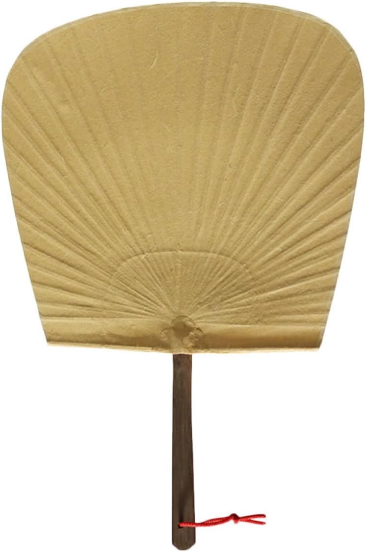 Japanese Art Fan Handmade and Paper Circular Fan with Retro Style, Golden Color, for Gift and DIY Project Decoration