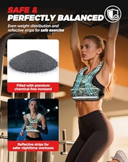 BAGAIL Gilet Zavorrato Regolabile per Allenamento di Forza, Sacchi di Sabbia in Ferro Rimovibili, Circonferenza del Busto Regolabile, Gilet Fitness Resistente per Uomo e Donna