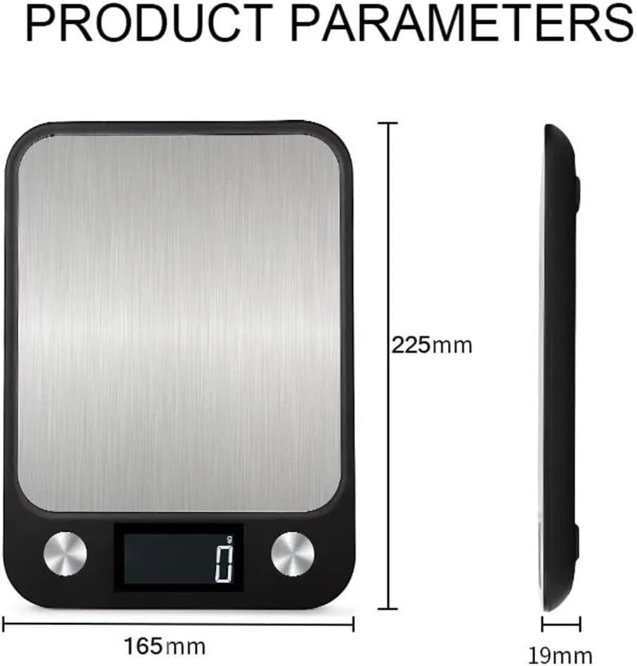 Kitchen Scale Food Stainless Steel Waterproof Digital Baking Milk Vegetable Weight Scales(Black,5Kg)
