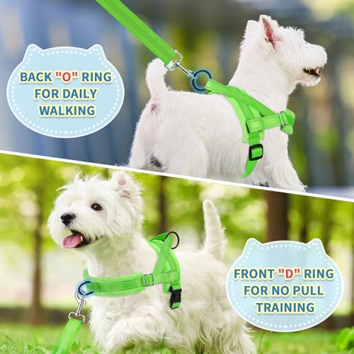 SlowTon No Pull Small Dog Harness and Leash Set, Puppy Soft Vest Harness Neck & Chest Adjustable, Reflective Lightweight & Anti-Twist Pet Lead Combo for Small Medium Dogs (G- Front Clip,S) - Thumbnail 4