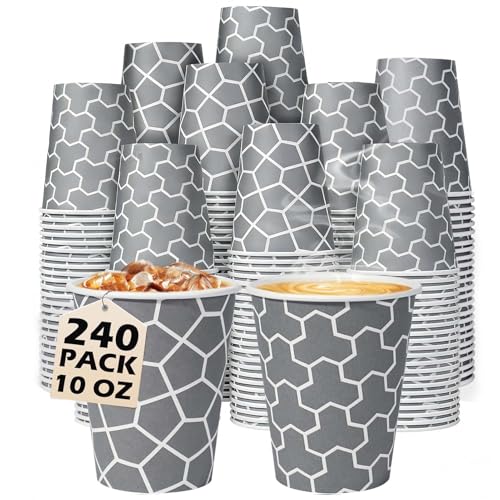 Huifany 240 Count 10 oz Paper Coffee Cups Disposable Paper Cups Hot/Cold Beverage Drinking Cups for Water Coffee Tea Juice
