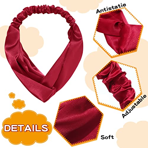 18 Pieces Silk Headband For Women Satin Headband Women's Criss Cross Adjustable Silk Knotted Hair Band Elastic Twisted Head Wrap Girls Headband Hair Accessories For Sleeping Washing Face #TOP2