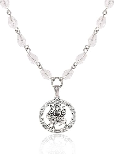 Sherawali/Durga Maa Silver Religious Pearl Stainless Steel Pendant Neckpiece | Certified & Authentic Neckpiece | Stylish & Fancy Necklace for All Men & Women
