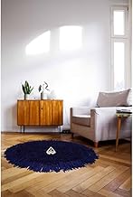 سجادة دائرية شاج مصنوعة يدويا من القطن الطبيعي بنسبة 100% مضادة للانزلاق من ايجيبت انتكس، كحلي