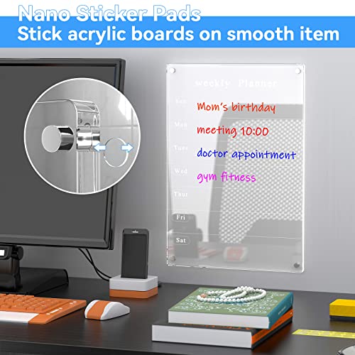 2 Pcs Magnetic Weekly Calendar For Fridge, Polegas 9"X13" Acrylic Magnet Dry Erase Board, Small Week Meal Planner Board For Refrigerator, Clear Whiteboard Calendar For Student, Home, Office, School #TOP6