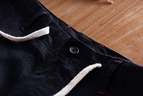 chouyatou Men's Casual Drawstring Straight Fit Beach Linen Capri Pants4