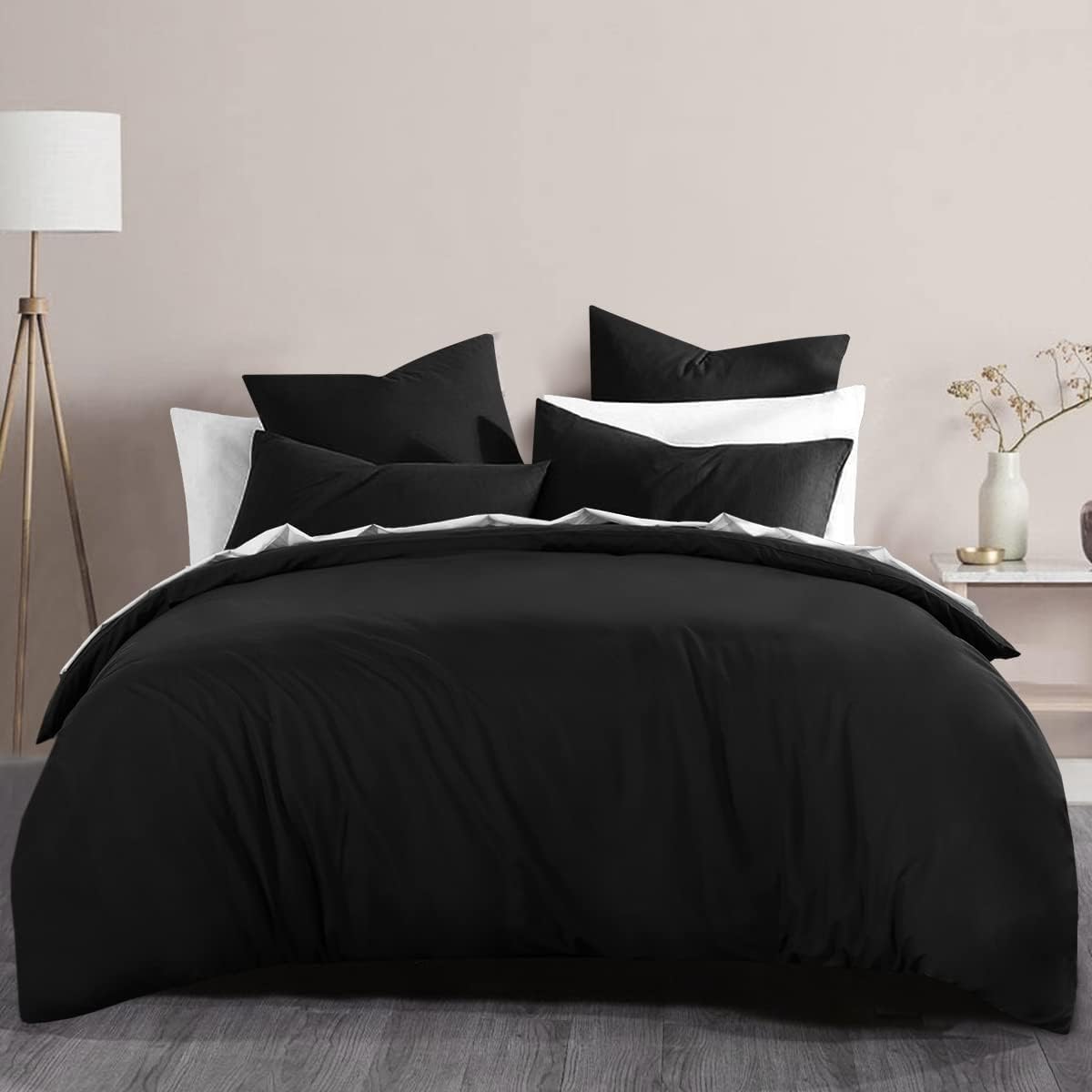 RUIKASI Black King Size Duvet Cover Sets Bedding Set, Black Duvet Cover Kingsize Bed Set including Zip - Image 3
