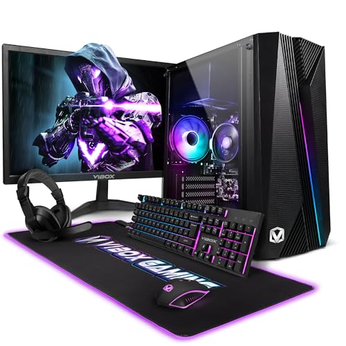Vibox I-28 Gaming PC Set Komplett • Monitor 22 Zoll • AMD Ryzen 3 3200G 4-Kern • Radeon Vega 8 • 16GB RAM • 500GB SSD • Windows 11 • WLAN 6 + Bluetooth 5.4