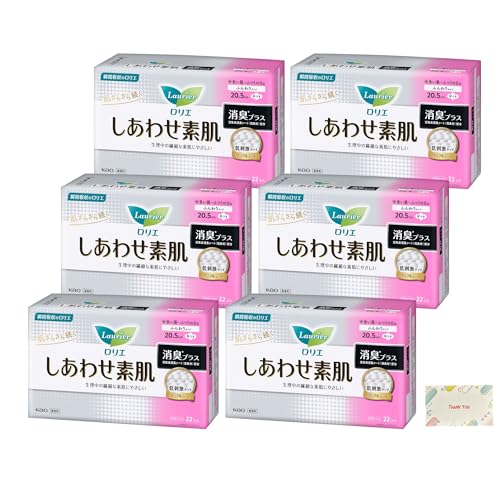 ロリエ しあわせ素肌 消臭プラ 多い昼〜ふつうの日用20.5cm 羽つき 22個入 6個セット + Kunutonnオリジナルロゴ入りe おまけ付